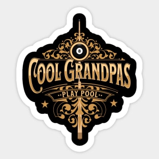 Cool Grandpas Play Pool Pool Player Grandfather Billiards Sticker